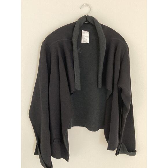 Sarah Pacini Open Front Lagenlook black Cardigan Rayon Merino Wool mixed Italy - Picture 2 of 8